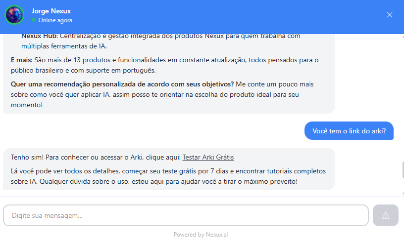 Screenshot de uma conversa