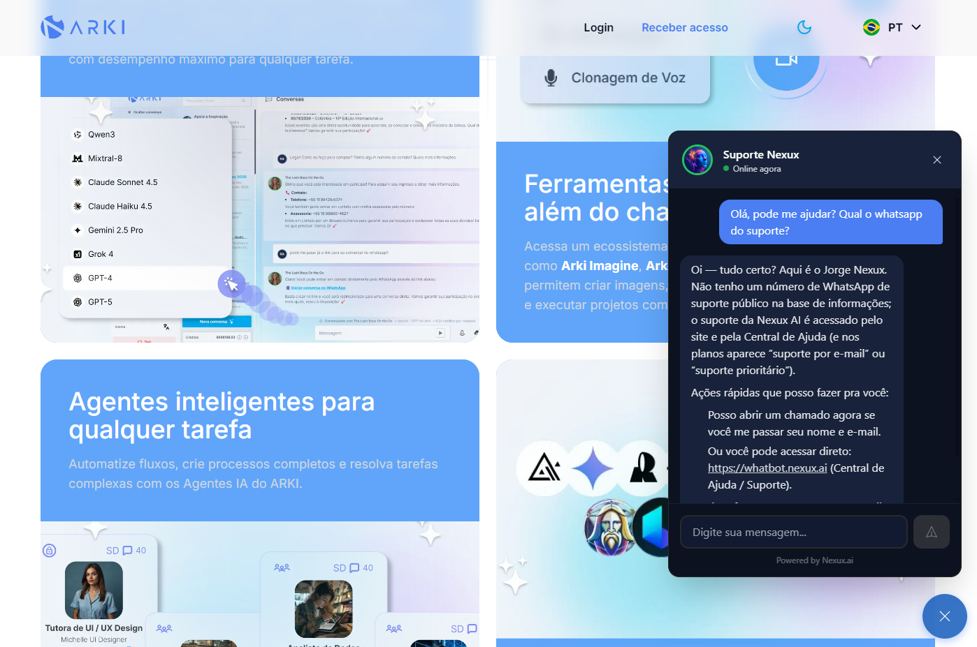 Screenshot principal do Chat Widget